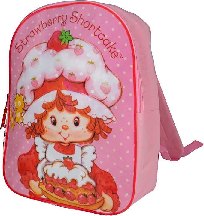 AI ACCESSORY INNOVATIONS Strawberry Shortcake Kids Backpack, 15" Elementary School Girls Book Bag with Padded Straps, Pink