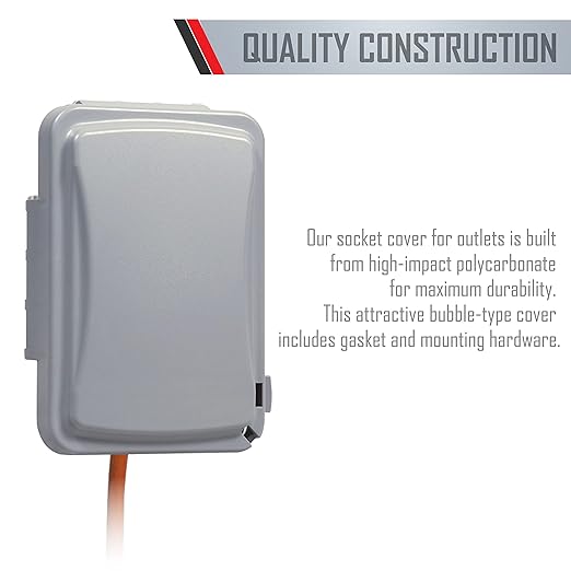 TayMac MM110G Weatherproof Single Outlet Outdoor Receptacle Cover, 5/8 Inches Deep, Grey (Pack of 2)