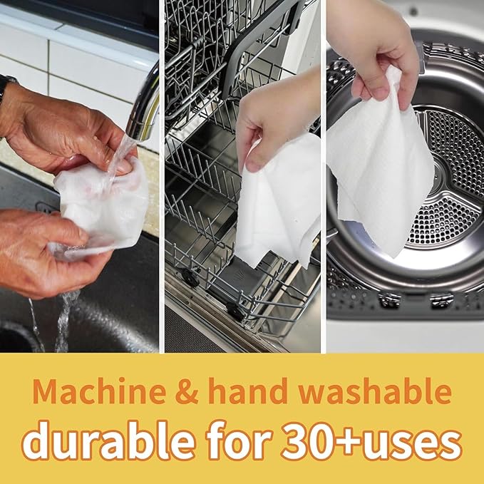 NNX Reusable Paper Towels 270 Count – OEKO-TEX Standard 100 Certified, Plant-Based Fiber, Washable Quick Dry Heavy Duty Kitchen Rags & Dish Cloths for Multi-Purpose Cleaning