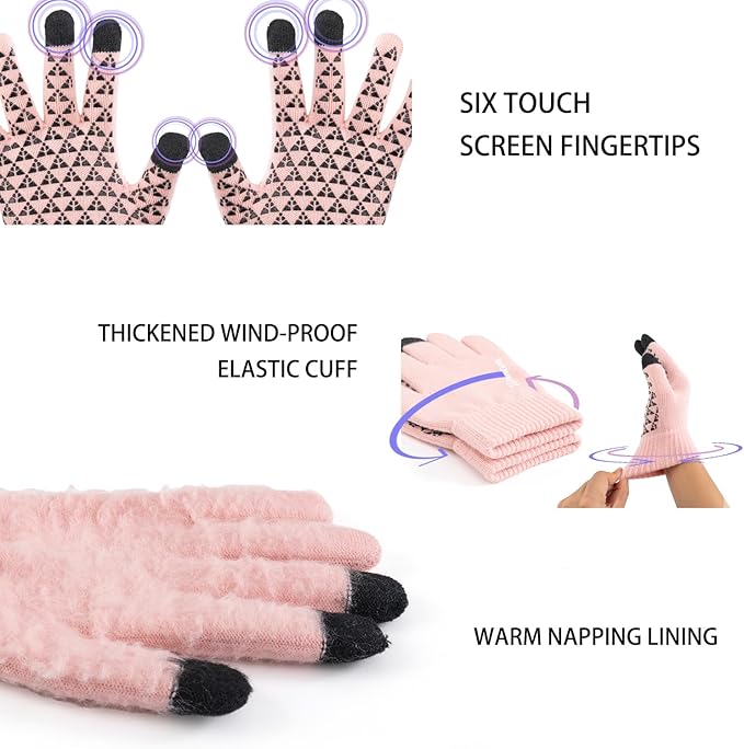 TRENDOUX Winter Gloves for Men Women - Upgraded Touch Screen Cold Weather Thermal Warm Knit Glove for Running Driving Hiking