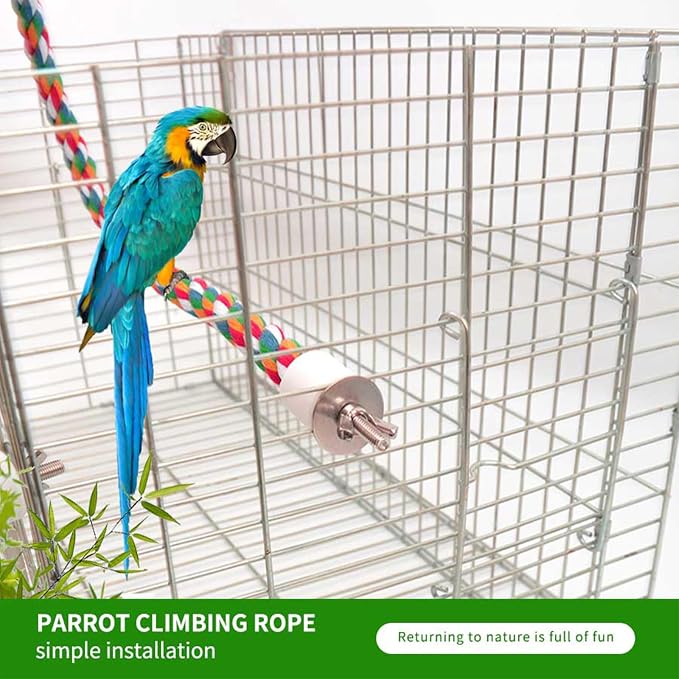 41Inch × 0.8-Inch Diameter Nipple Style Bird Rope Perch, Bird cage Accessories, Rope perches for Conures,Parrots,Cockatiel,Lovebird,Budgerigar,Parakeet perches Birds Standing Pole