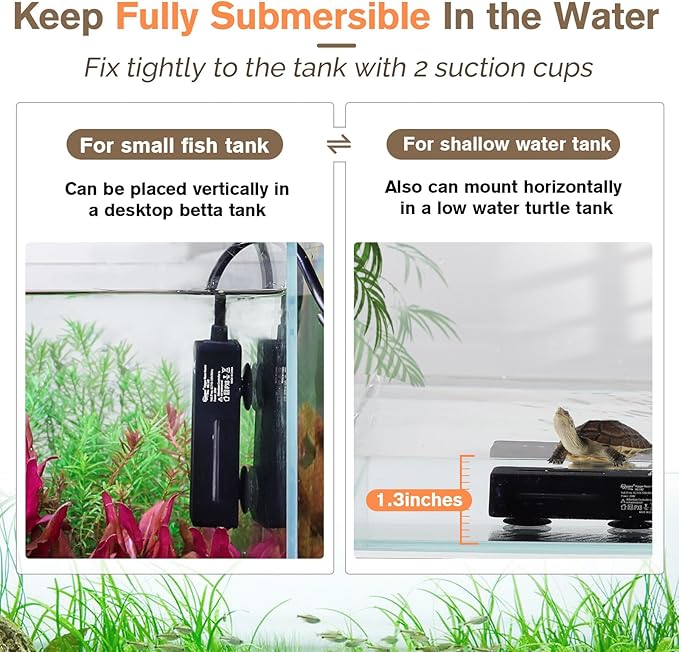 hygger Mini Fish Tank Submersible Heater 50W for 5-10 Gallons Small Betta Aquarium Heater with Digital Display Controller Adjustable Temperature