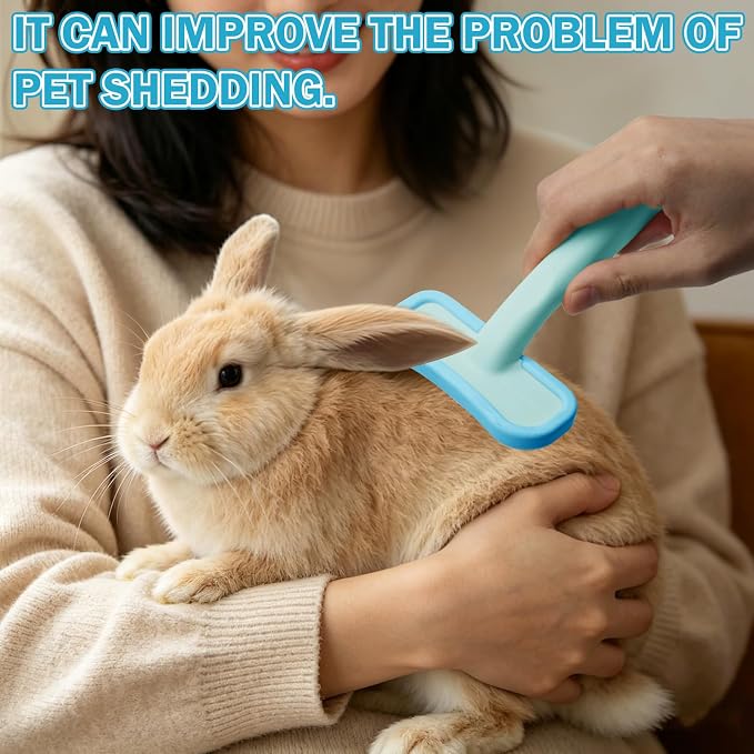 2Pcs Rabbit Bunny Soft Brush, Practical Brush for Rabbits Grooming, Soft Silicone Small Animal Massage Comb, Bunny Grooming Kit Supplies Suitable for Cats Puppies & Other Pets(Blue)