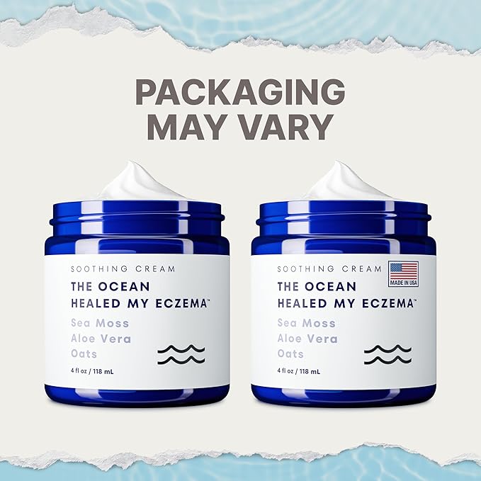 Natural & Soothing Eczema Cream - Hydrating & Nourishing Psoriasis Cream with Sea Moss & Colloidal Oatmeal - Quick Absorbing Anti Itch for Dry Sensitive Skin (4oz)