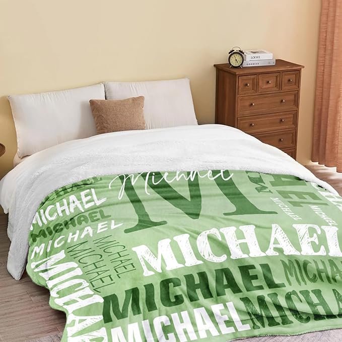 Personalized Blankets for Teen Boys Girls - Printed in USA Custom Blanket with Kid Names Reversible Plush Ultra-Soft Sherpa Fleece Monogrammed Baby Throw Blankets Customized Birthday Gifts for Adults