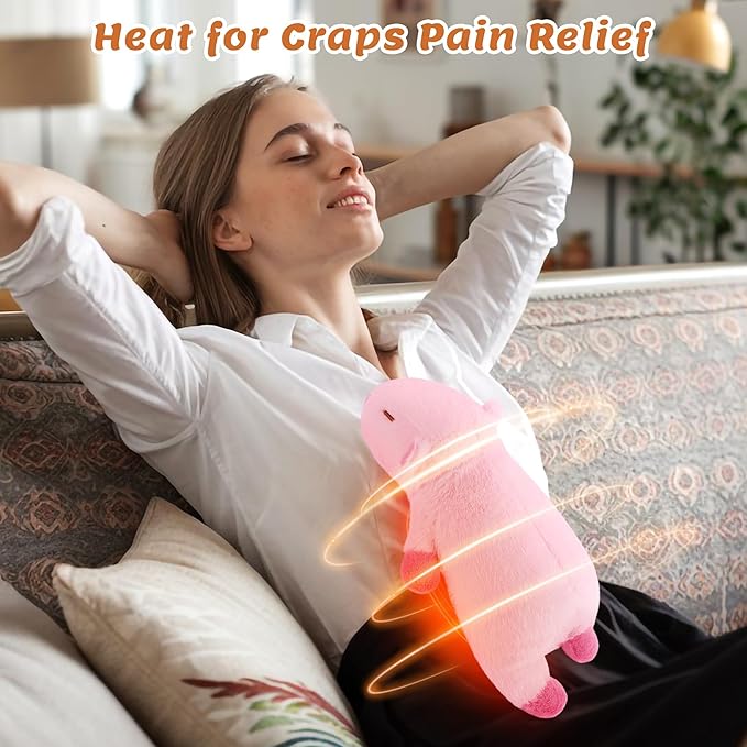 1.8lb Pink Capybara Stuffed Animals Plush Microwavable Heating Pad-Pink Capybara Heating Pads for Cramps &Period Pain Relief, Heatable & Coolable Stuffed Animals Bedtime Birthday Gift for Women Kids