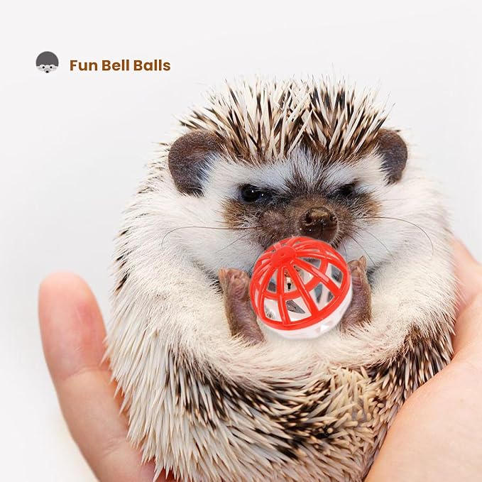 Hedgehog Dig Box Tray Set, Funny Hedgehog Enrichment Toy for Cage Accessories, Small Animal Ball Bells for Hamster Guinea Pig Ferret