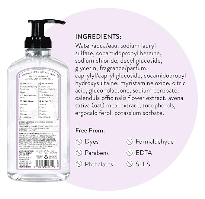 J.R. Watkins Gel Hand Soap, 3 Pack of 11 Fl Oz, Lavender