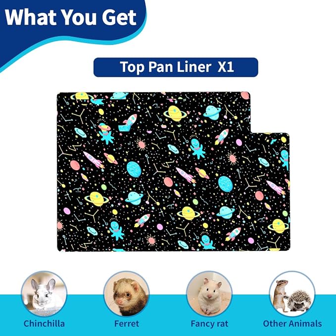YKD Ferret Cage Liners for Ferret Nation & Critter Nation Cages | Waterproof Chinchilla Cage Accessories, Washable Bedding, for Ferrets, Chinchillas, Rats (Black, Top Pan Liner)