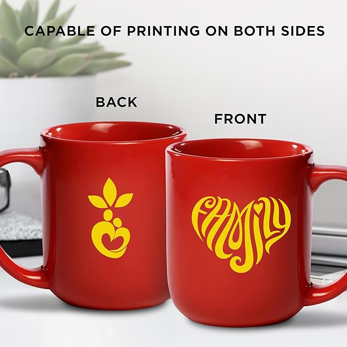 DISCOUNT PROMOS Custom Vibrant Color Glossy Ceramic Mugs 16 oz. Set of 10, Personalized Bulk Pack - Perfect for Tea, Espresso, Cappuccino, Hot Cocoa - Red
