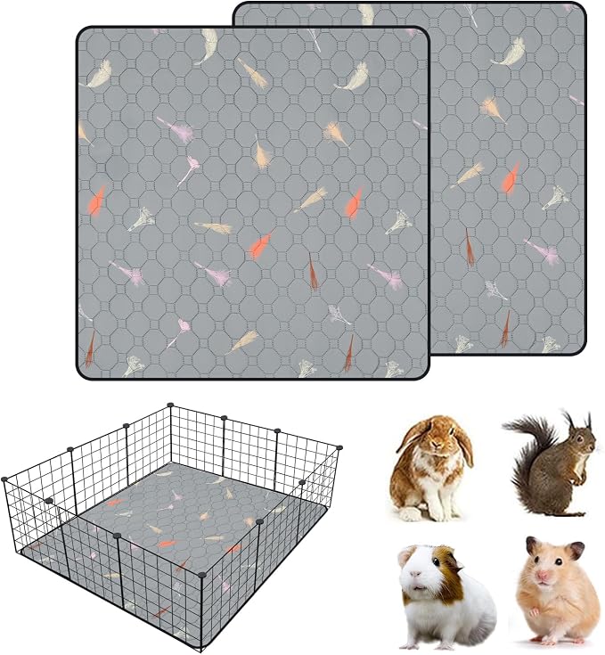 2Pcs Guinea Pig Cage Liners,Guinea Pig Fleece Cage Liners36''X36'' Super Absorbent Washable Pee Pads Reusable for Rabbit Hamster Chinchilla