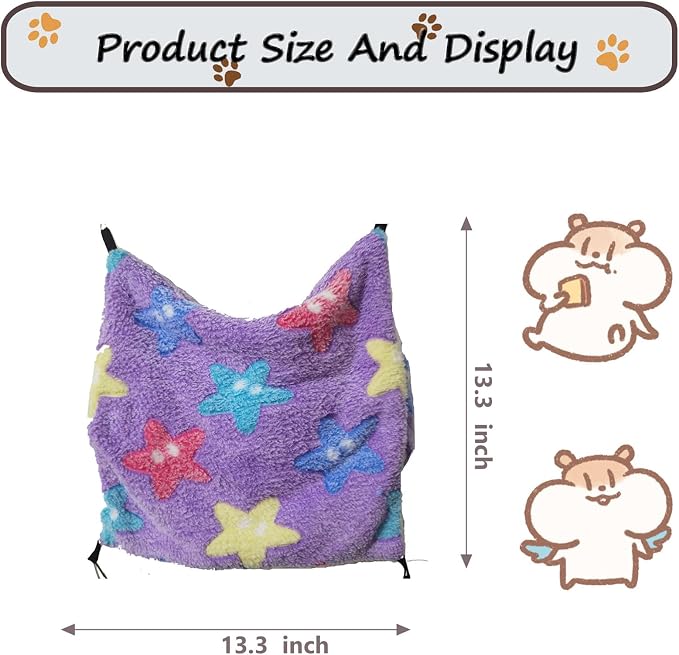 Guinea Pig & Ferret Hammock for Cage - Machine Washable Double-Decker Hanging Bed - Fits Sugar Glider,Fancy Rat,Hamster,Gerbil - 13.3" x 13.3" - Romantic Purple