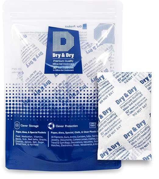 Dry & Dry 30 Gram [5 Packets] Silica Gel Packets Desiccants, Silica Packets - Rechargeable Silica Gel Packs, Moisture Absorbers, Desiccants Packets, Silica Gel