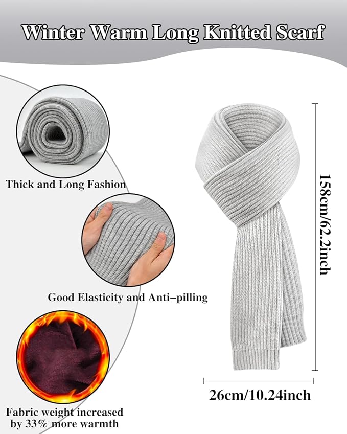 Winter Beanie Hat Scarf Gloves Set for Women, Fleece Knit Pompom Beanie Neck Warmer Long Scarf Touchscreen Gloves 3 in 1 Set