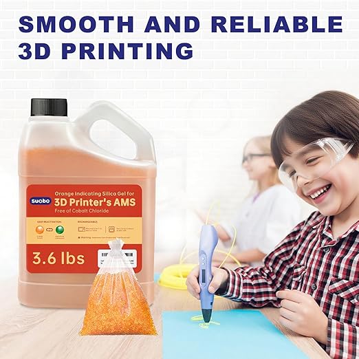 Desiccant Beads for 3D Printer AMS, 3.6LBS Silica Gel Reusable, Silica Beads Orange Indicating Silica Gel 4-8mm Industry Standard (5PCS Organza Bags Included)