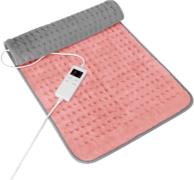 Heating Pad for Period Cramps, Heating Pad for Back/Neck/Shoulder Muscle Pain, 6 Heating & 4 Timer Setting, Auto Shut Off, Moist Heat & Machine Washable, Pink Birthday Christmas Gifts for Women Mom