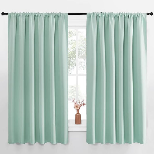 NICETOWN Blackout Curtains for Bedroom, Blackout Curtain Panels, Aqua Blue, 1 Pair, 70 by 63-inch, Window Treatment Energy Saving Thermal Insulated Solid Rod Pocket Blackout Drapes/Draperies
