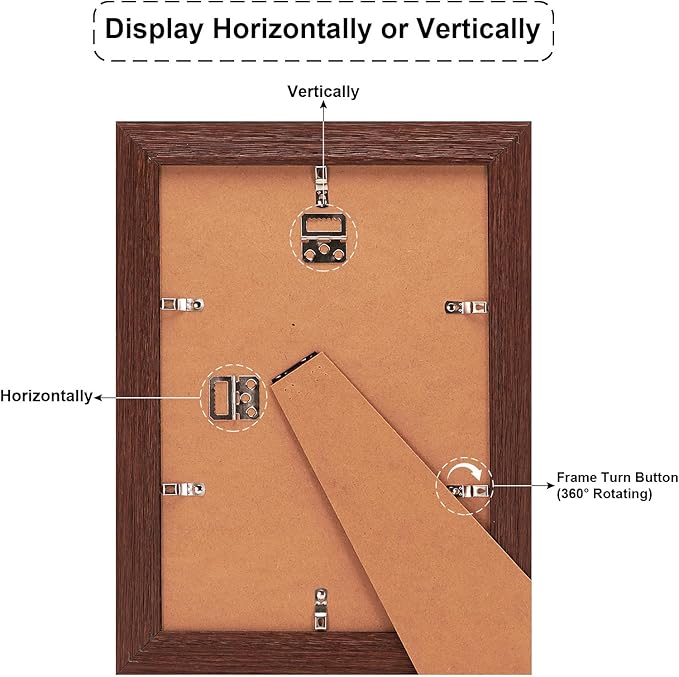 9x13 Picture Frame Display 4 opening 4X6 Picture Frame Collage,Multi Photo Frame with Mat,Plexiglass,Wall or Tabletop Decor,Walnut Wood Grain