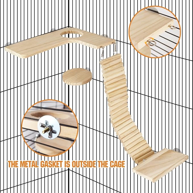Hamster Suspension Bridge Toy，Small Animal Climbing Toys,Chinchilla Cage Natural Wood Flexible Platform Toy,Suitable for Hamsters, Chinchillas, Guinea Pigs, Birds, Small Animals