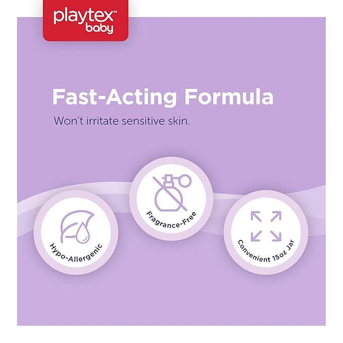 Playtex Baby Diaper Rash Cream, 15 oz. Jar, Dermatologist Tested 40% Zinc Oxide Diaper Cream, Fragrance Free, Hypoallergenic, Free of Dye, Parabens and Phthalates