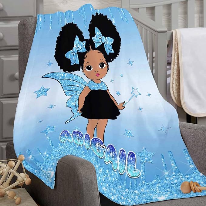 D-Story Personalized Gifts for Boys Girls Customized Blanket with Name Custom Blanket Personalized Flannel Throw Blankets African Style Blanket for Adult Kid Baby Birthday