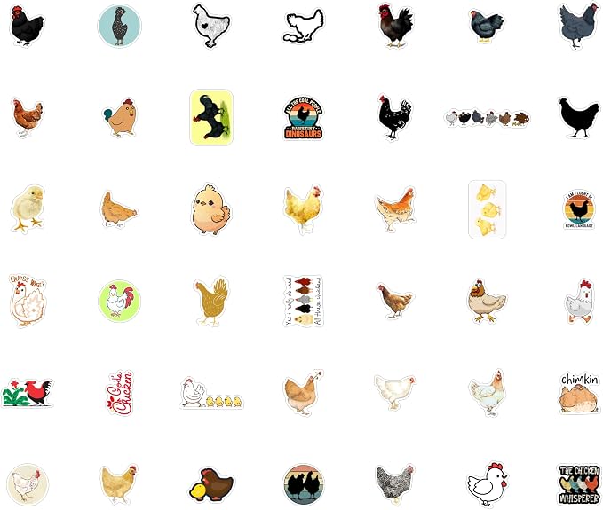 Chicken Stickers for Water Bottle and Laptop - Chicken Party Supplies & Decorations, Waterproof Vinyl Decals, Cute Animal and Farm Stickers, Gifts for Women & Men