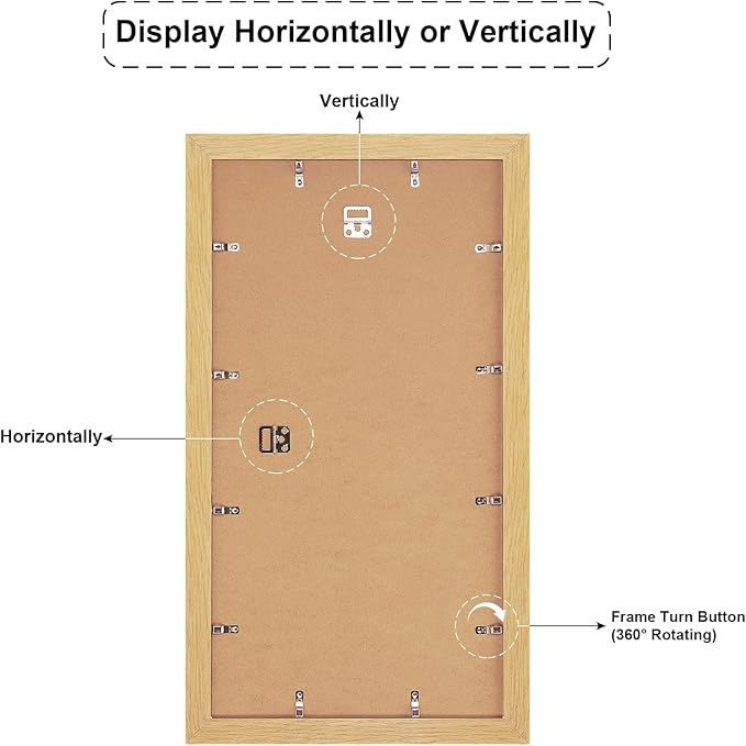 13x25 Picture Frame Display 12 opening 4X6 Picture Frame Collage,Multi Photo Frame with Mat,Plexiglass,Wall Mount Decor,Natural Wood Grain