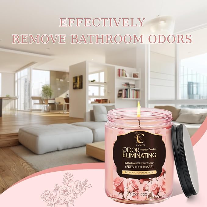 Rose Odor Eliminating Candles, Pet Scented Candles for Home, Single Wick Soy Candle Gifts for Women, Men, Ideal for Creating Relaxing Atmosphere, Over 50 Hours of Burn Time