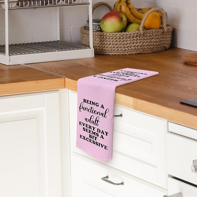 Funny Sarcastic Adult Pink Dish Towels 16x24 Inches, Decorative Absorbent Hand Tea Kitchen Bathroom Towels
