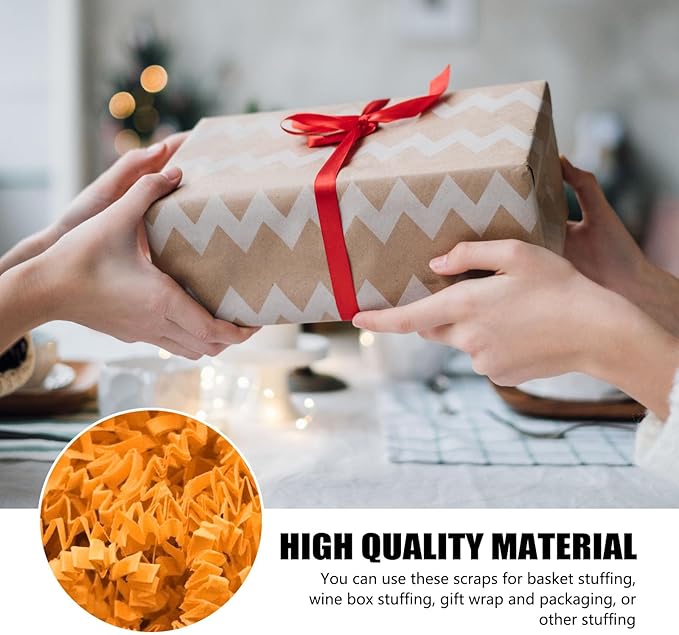 ZEBMOON 2 LB Orange Crinkle Cut Paper Shred Filler Great for Gift Wrapping, Basket Filling, Birthday, Wedding, Halloween, Thanksgiving, Christmas Day, New Year Party Decorations Filling Supplies A