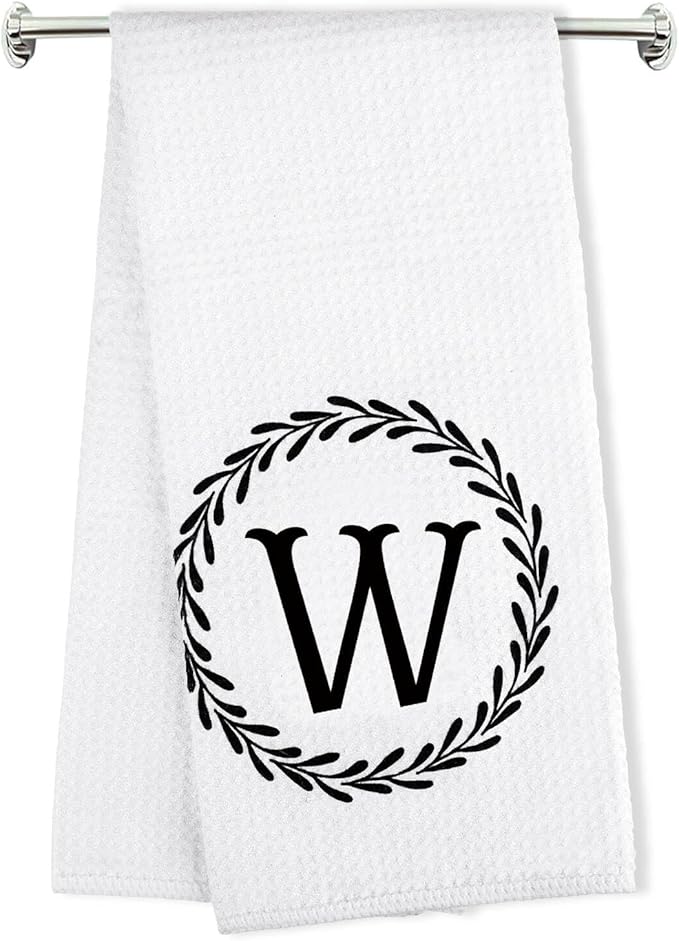 Monogrammed Hand Towels Name Ini-tial Letter W Kitchen Towels,Personalized Gifts for Women Wife Mom,Monogram Dish Towel Decorative Tea Towel 17x23 Inch,for Kitchen Bathroom