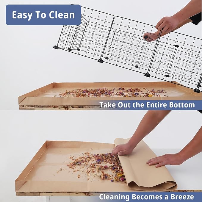 Disposable Guinea Pig Cage Liners, 48" x24 Large Liner Bag for Guinea Pig Cage Bottom, Water-Resistant Kraft Paper (8Pack)