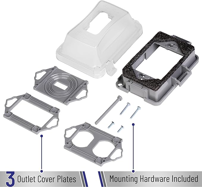 Bates- Weatherproof Electrical Outlet Cover, 1-Gang, Outdoor Plug Cover