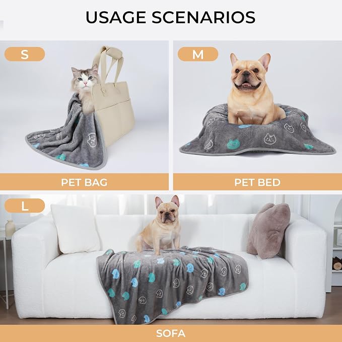 Luciphia 3 Pack Cute Cat Blankets Cozy Small Throw for Pet Puppy,30"x20" | Fuzzy Flannel Small Pet Blanket Washable, Cute Cat Print for Crate Car Bed. Puppy Essential,Cat Stuff Gifts,Medium