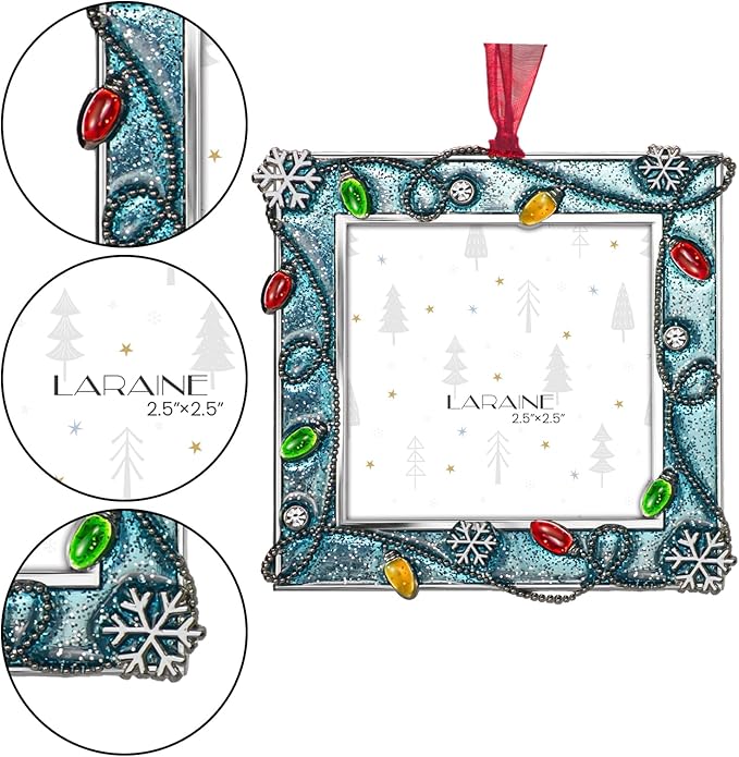 LARAINE Picture Photo Frame Christmas Metal 2025 Christmas High Definition Glass Display Pictures for Tabletop Home Decorative Holiday Gift (Blue, 2.5)