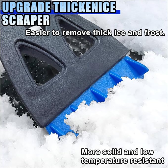 31.5" Detachable Snow Brush and Ice Scraper for Car Windshield, 2-in-1 Winter Snow Removal Tool with Extendable, 360° Rotating Soft Bristle Brush Head and Foam Grip for Most Vehicles (Blue)