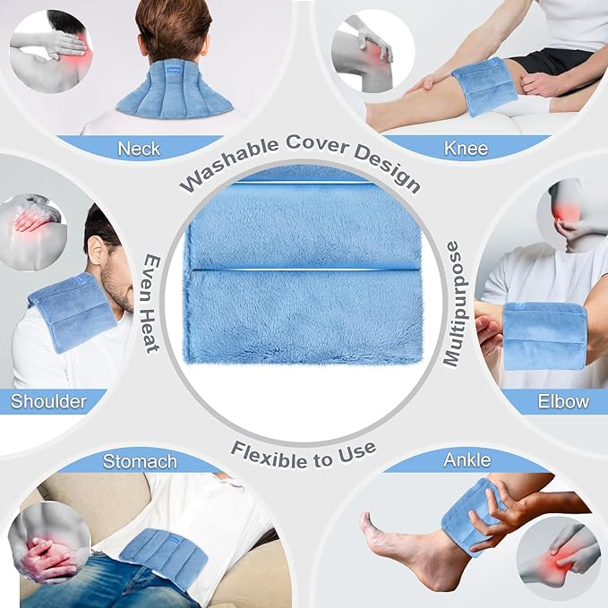 SuzziPad Microwave Heating Pad, 6.5x12” Reusable Moist Heated Pads for Discomfort Reduction, Sore Muscle, Heat Packs for Shoulder, Knee, Abdominal and Back (Blue)