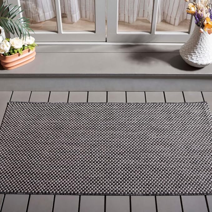 SAFAVIEH Courtyard Collection 2'7' x 5' Black/Beige CY8521 Indoor/ Outdoor Patio Backyard Mudroom Area Rug