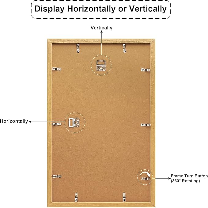 13x21 Collage frame with 10 Openings 4X6 Pictures, Multiple Picture Frame with Mat, Wall or Tabletop Decor, Natural Wood Grain,2 Pack