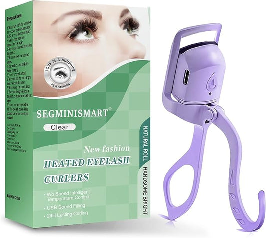 Heated Eyelash Curler, Fast 5s Heat up, 24 Hours Long Lasting, Rechargeable Electric Lash Curler, Temperature Control, Safe Anti-Burn Eye Lash Curler, Quick Natural Curling Lashes (Purple-1)