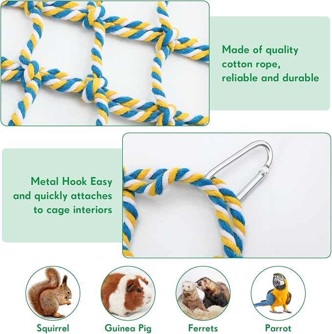 Berlune 6 Pcs Rat Ropes for Cage Rat Cage Accessories Climbing 12.6 x 9.84 Inch Bird Rope Toys for Pet Hammock Hamster Cotton Bridge Bird Ladder for Small Animal Habitat Play