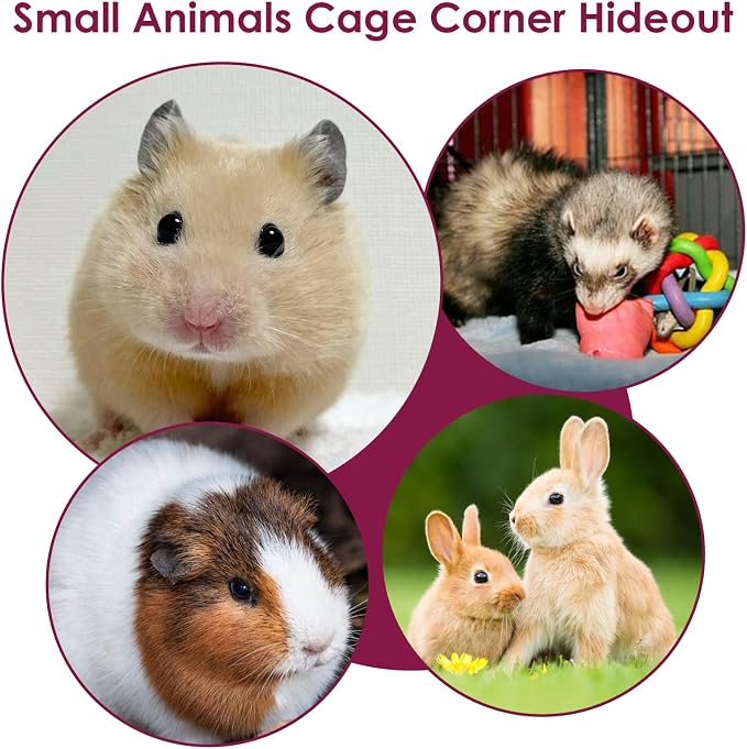 Lace Trim Guinea Pig Corner Hideout, Fleece Forest Cage Accessories, Pet Corner Hideaway for Guinea Pigs, Rabbits, Ferrets, Chinchillas, Hedgehogs (Pink)