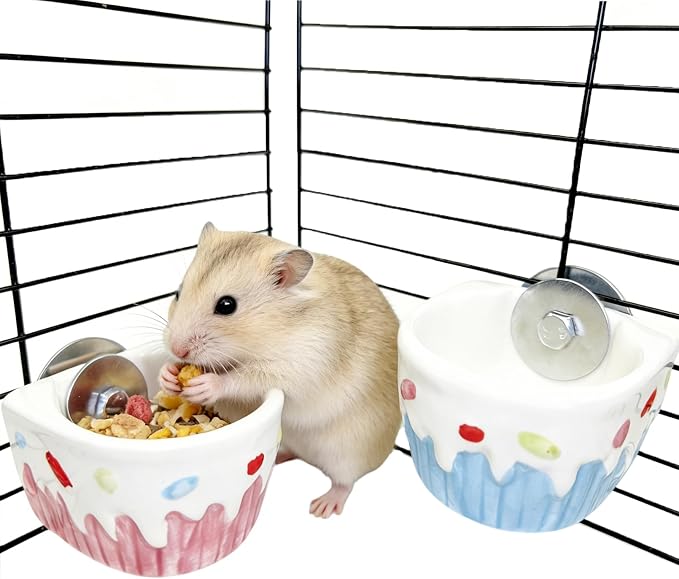 2 PCS Hamster Food Bowl Ceramic Hamster Food Water Dish Feeder | Cage Accessories,for Mice Hedgehog Gerbil,Hamster Water Bowl,Hamster Food Bowl,Hamster Feeder