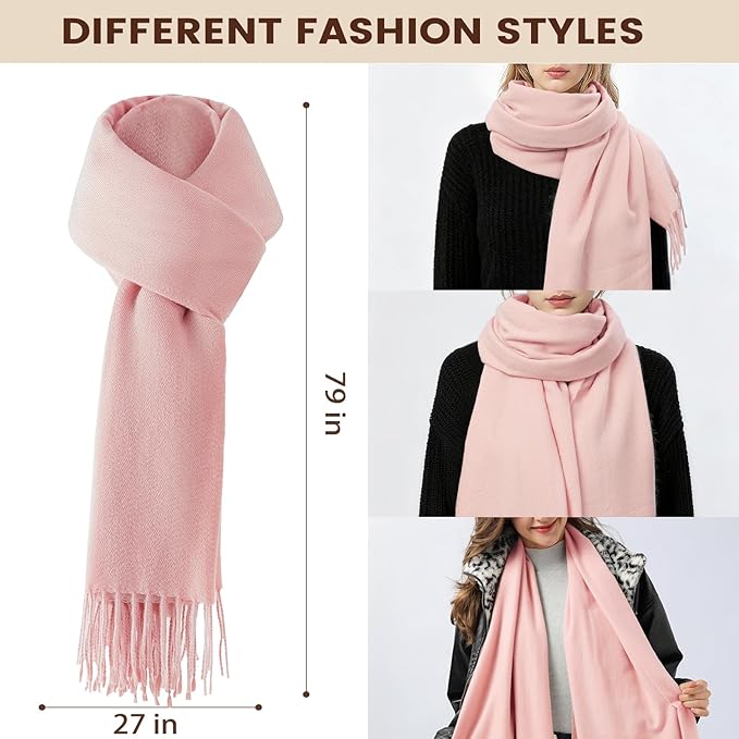 Women Winter Hat Beanie+Long Scarf+Touch Screen Gloves Set, Warm Clothes Set with Knit Fleece Lined for Women/Men Winter