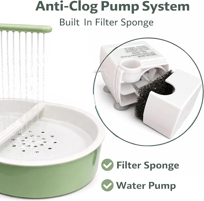 Indoor Bird Bath Fountain, Dual Rainfall Parrot Shower with Anti-Clog Pump & Filter Sponge, Adjustable Water Flow, Natural Beech Wood Perch, Bird Shower Spa for Parakeet, Cockatiel, Lovebird