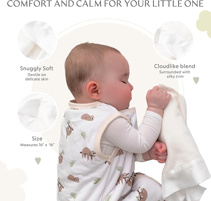 Ultra-Soft Lovey Security Blanket - Baby Essentials, Newborn Essentials, Ultra-Soft Fleece Baby Blanket with Satin Trim – 16" x 16" - Cream