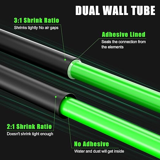 ELECFUN 1/2 Inch 8Ft Waterproof Heat Shrink Tubing Roll, 3:1 Marine Grade Adhesive Lined Heat Shrink Tube, Dual Wall Sealing Oil-Proof Wear-Resistant Wire Cable Wrap (4ft Black & 4ft Red)