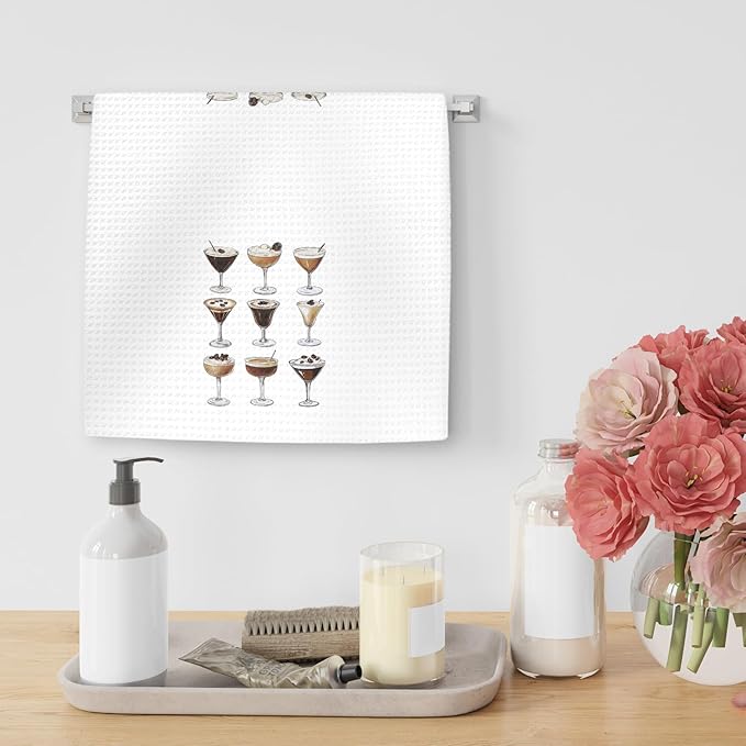 Espresso Martini Gifts Kitchen Towels, Espresso Martini Decor Hand Towels, EspressoMartini Bar Cart Decor, EspressoMartini Dish Towel Tea Towel for Home Bar Kitchen Decorative, 16x24In