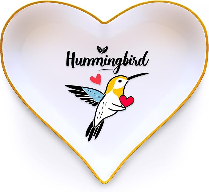 Hummingbird Ring Holder Dish Tray, Gifts For Women Teens Girls, Hummingbird Lovers Themed Stuff Things Decor Merch, Home Room Ring Earrings Necklace Organizer Holder!