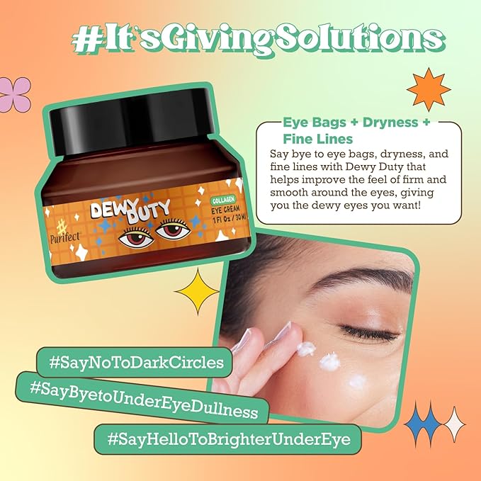 Purifect Plumping Collagen Eye Cream for Dark Circles, Wrinkles, Puffiness, Dry & Sensitive Skin – Made in USA | Anti-Aging firming face cream with 7 Types of Collagen, Panthenol & Hyaluronic Acid